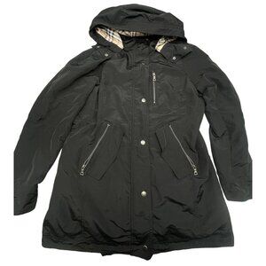 ultim 8 hooded jacket black snap zip up pockets polyester blend medium READ